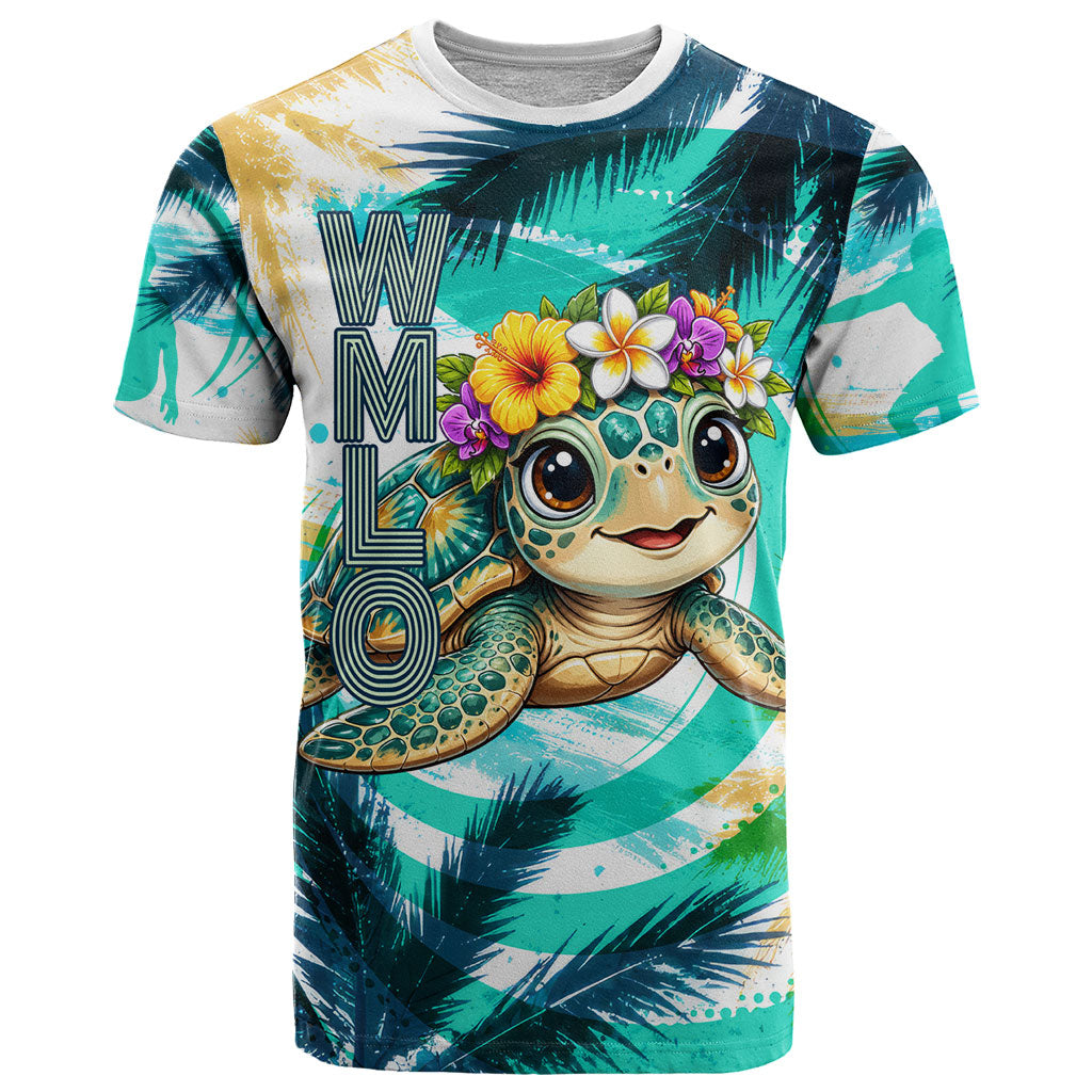 Hawaii Waimanalo Sea Turtle T Shirt Cute Tropical Beach Aloha Spirit Cartoon TS04 Green Blue - Polynesian Pride