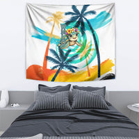 Hawaii Waimanalo Sea Turtle Tapestry Cute Tropical Beach Aloha Spirit Cartoon TS04 - Polynesian Pride