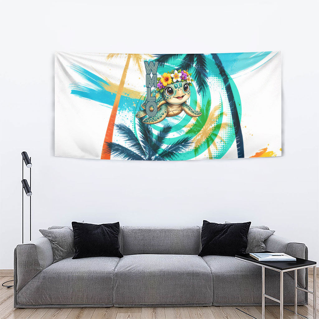 Hawaii Waimanalo Sea Turtle Tapestry Cute Tropical Beach Aloha Spirit Cartoon TS04 - Polynesian Pride
