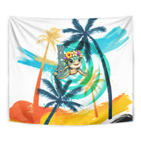 Hawaii Waimanalo Sea Turtle Tapestry Cute Tropical Beach Aloha Spirit Cartoon TS04 - Polynesian Pride