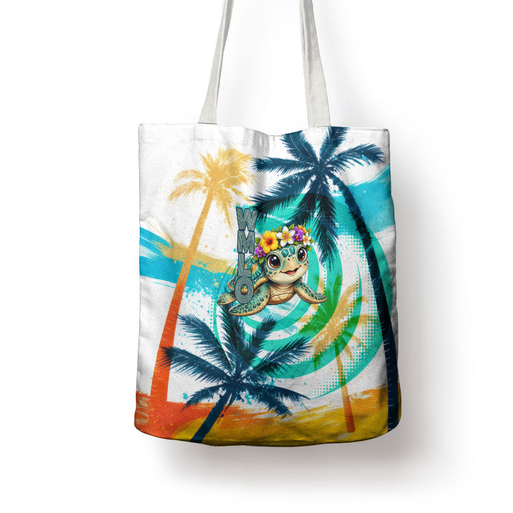 Hawaii Waimanalo Sea Turtle Tote Bag Cute Tropical Beach Aloha Spirit Cartoon TS04 - Polynesian Pride