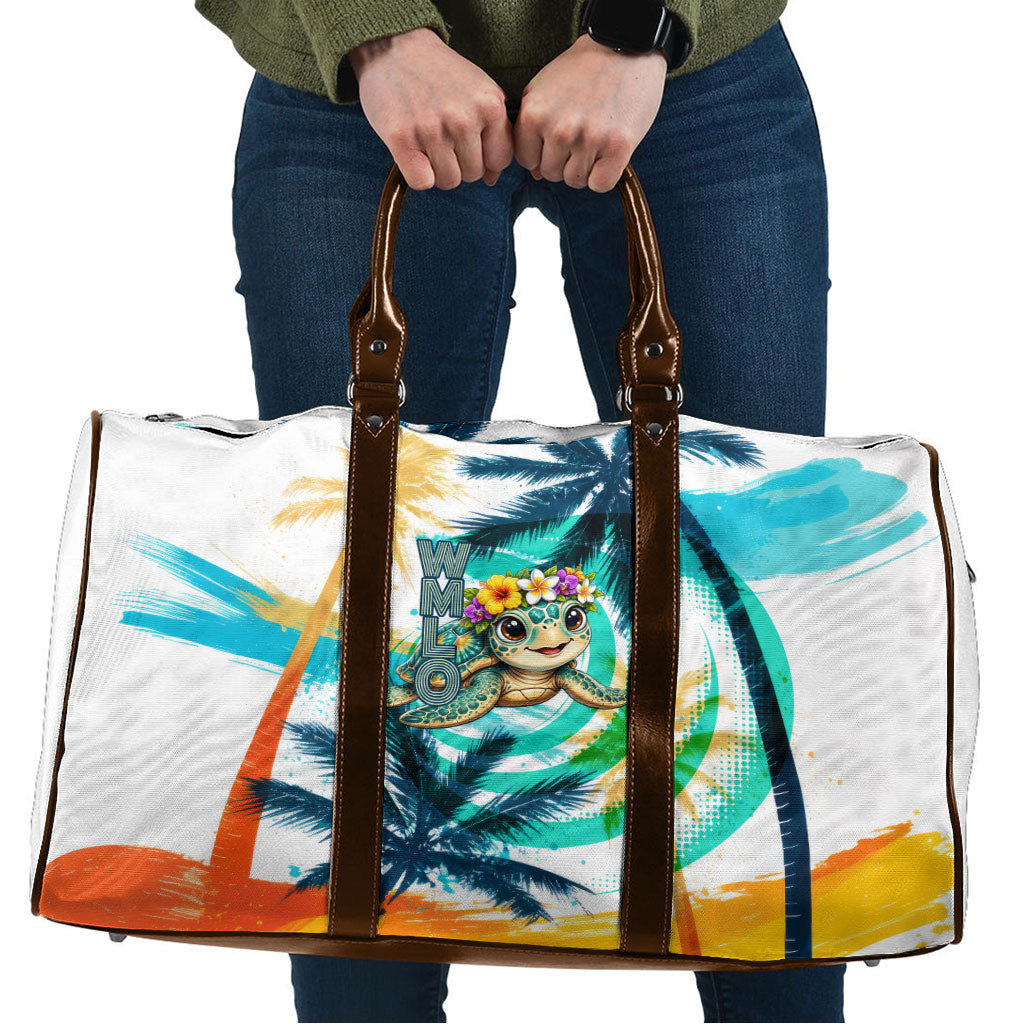Hawaii Waimanalo Sea Turtle Travel Bag Cute Tropical Beach Aloha Spirit Cartoon TS04 Green Blue - Polynesian Pride
