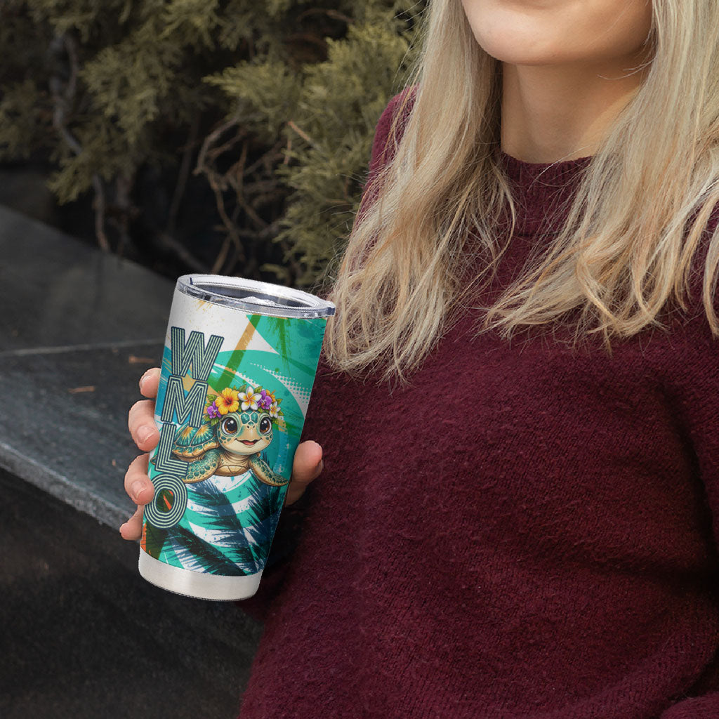 Hawaii Waimanalo Sea Turtle Tumbler Cup Cute Tropical Beach Aloha Spirit Cartoon TS04 - Polynesian Pride
