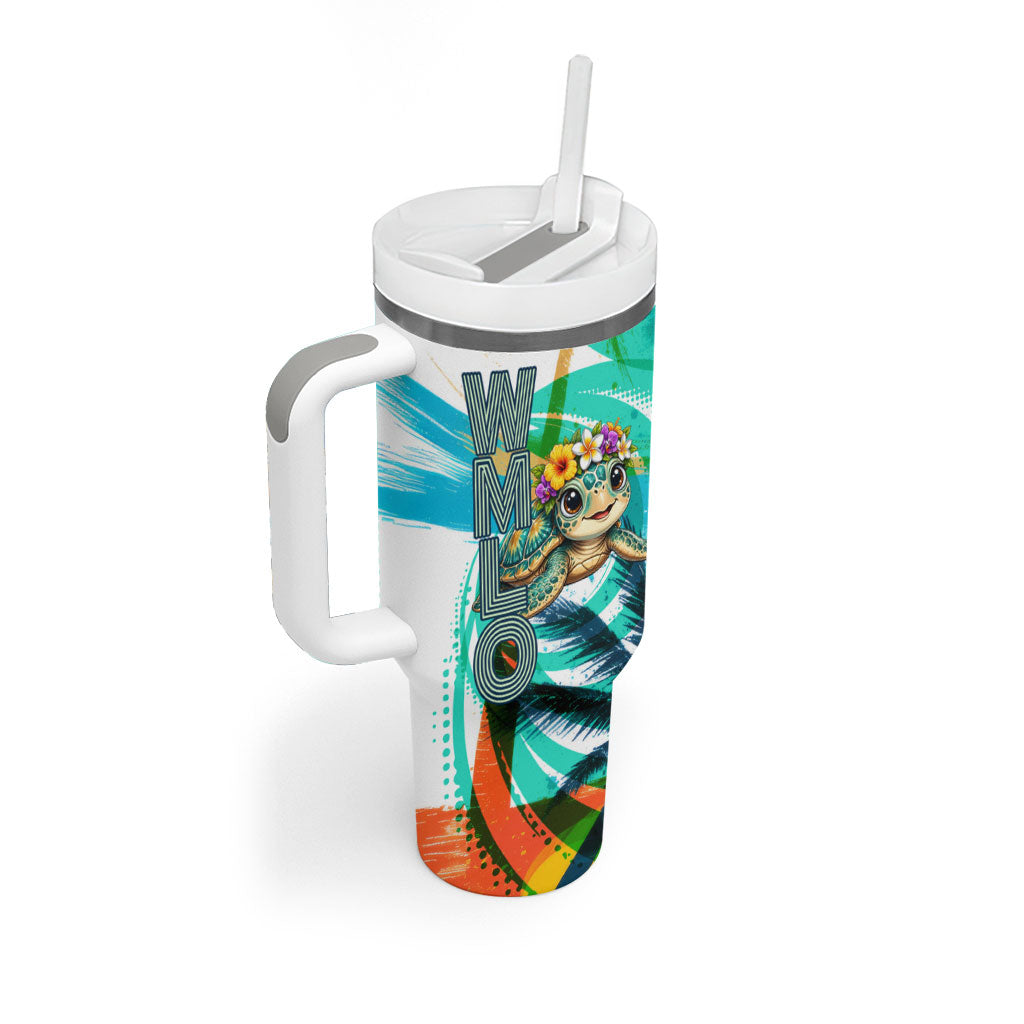 Hawaii Waimanalo Sea Turtle Tumbler With Handle Cute Tropical Beach Aloha Spirit Cartoon TS04 - Polynesian Pride