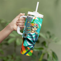Hawaii Waimanalo Sea Turtle Tumbler With Handle Cute Tropical Beach Aloha Spirit Cartoon TS04 - Polynesian Pride