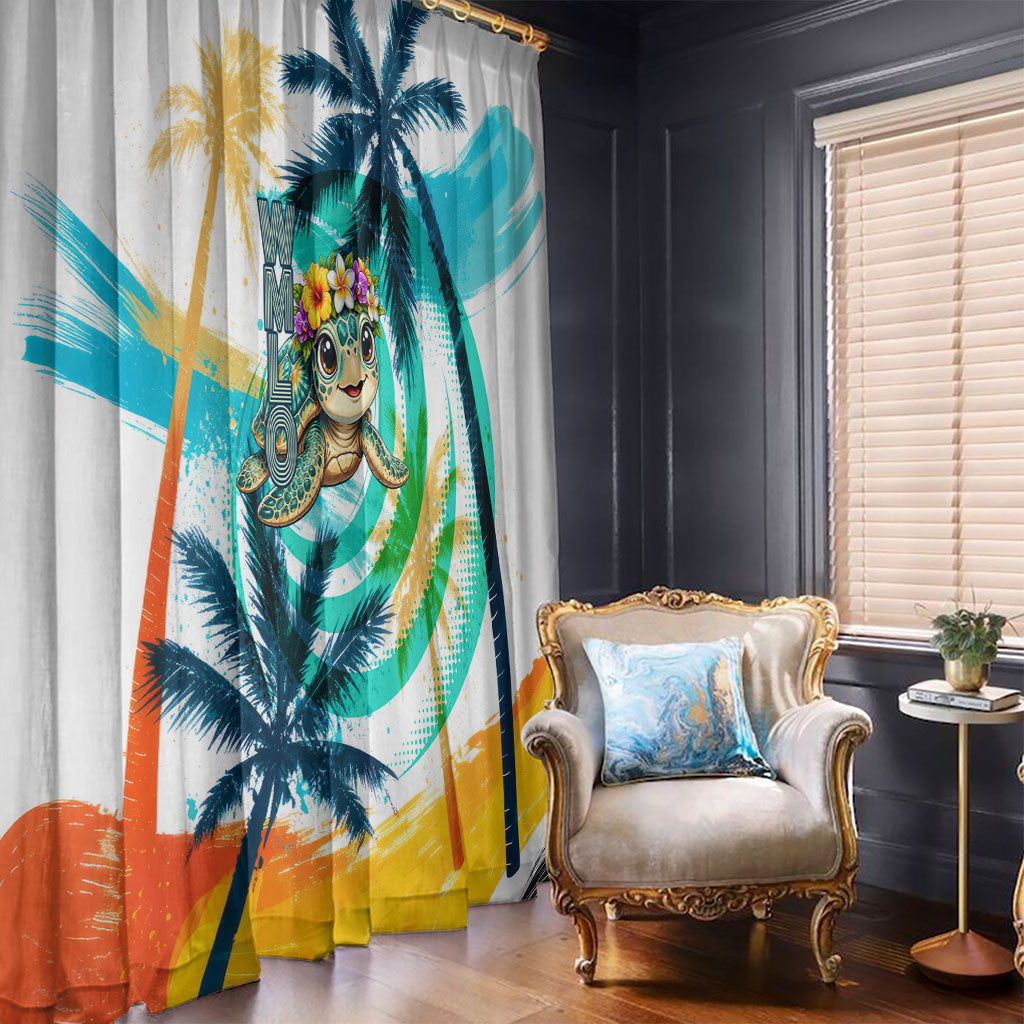 Hawaii Waimanalo Sea Turtle Window Curtain Cute Tropical Beach Aloha Spirit Cartoon TS04 - Polynesian Pride
