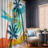 Hawaii Waimanalo Sea Turtle Window Curtain Cute Tropical Beach Aloha Spirit Cartoon TS04 - Polynesian Pride