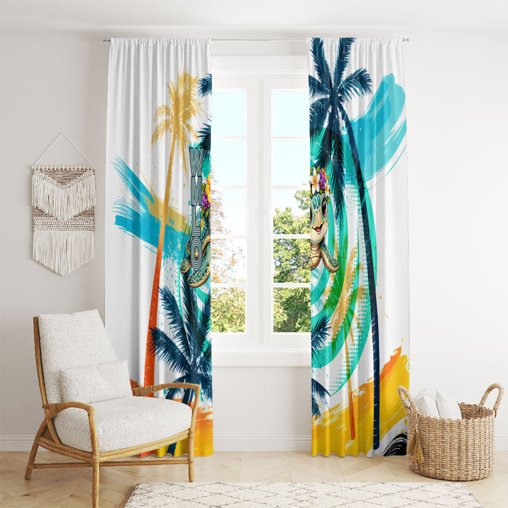 Hawaii Waimanalo Sea Turtle Window Curtain Cute Tropical Beach Aloha Spirit Cartoon TS04 - Polynesian Pride