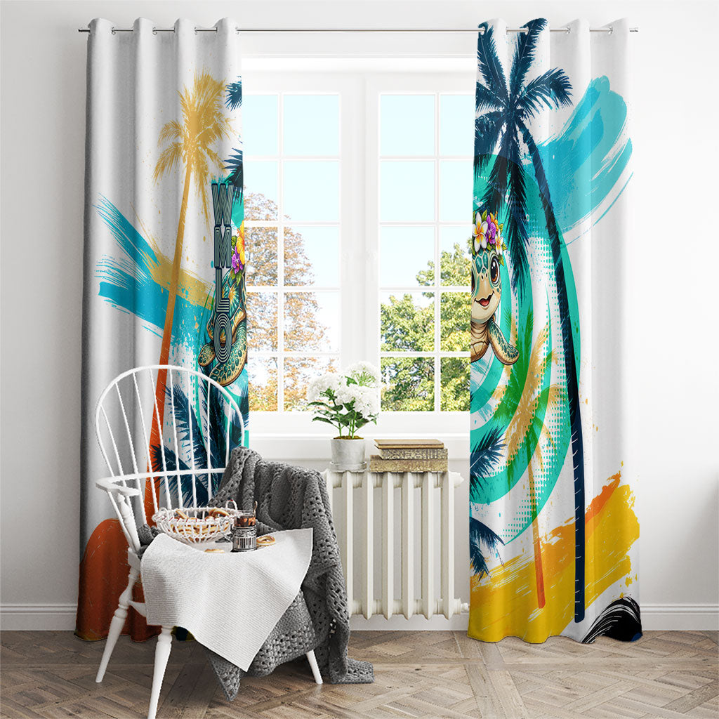Hawaii Waimanalo Sea Turtle Window Curtain Cute Tropical Beach Aloha Spirit Cartoon TS04 - Polynesian Pride