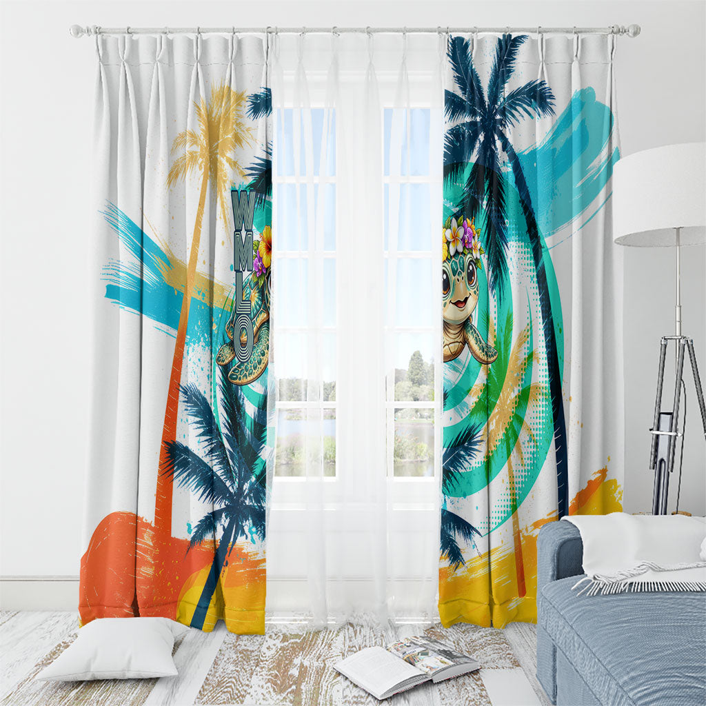 Hawaii Waimanalo Sea Turtle Window Curtain Cute Tropical Beach Aloha Spirit Cartoon TS04 - Polynesian Pride