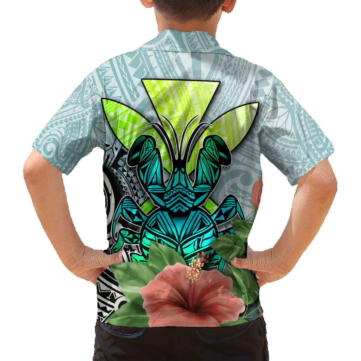 Polynesian Hawaii Family Matching Off Shoulder Long Sleeve Dress and Hawaiian Shirt Kanaka with Crab Tribal tattoo TS04 - Polynesian Pride