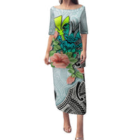 Polynesian Hawaii Family Matching Puletasi Dress and Hawaiian Shirt Kanaka with Crab Tribal tattoo TS04 Mom's Dress Multicolor - Polynesian Pride