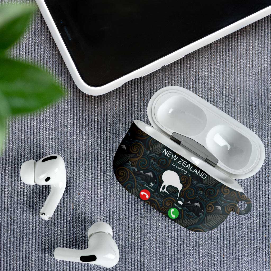 New Zealand is Calling and I Must Go AirPods Case Kiwi Bird Silhouette