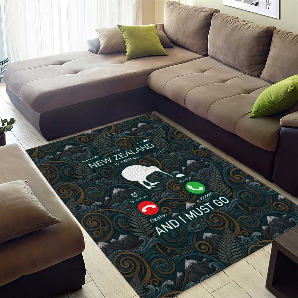 New Zealand is Calling and I Must Go Area Rug Kiwi Bird Silhouette TS04 - Polynesian Pride