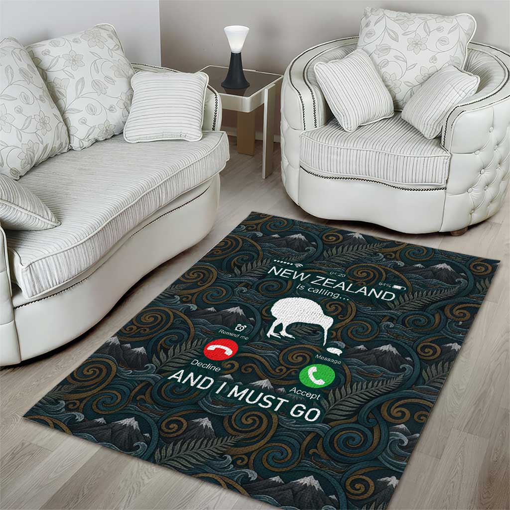 New Zealand is Calling and I Must Go Area Rug Kiwi Bird Silhouette TS04 - Polynesian Pride