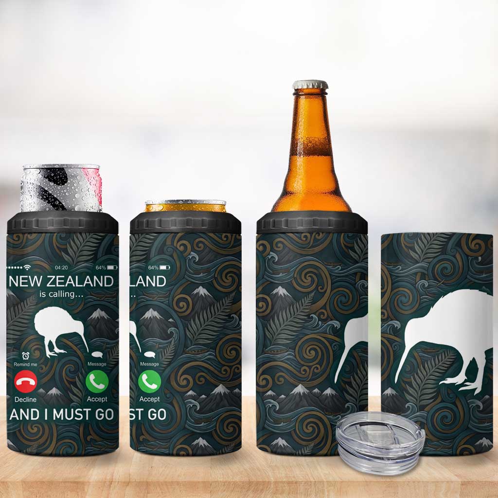New Zealand is Calling and I Must Go 4 in 1 Can Cooler Tumbler Kiwi Bird Silhouette TS04 - Polynesian Pride