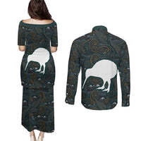 New Zealand is Calling and I Must Go Couples Matching Puletasi and Long Sleeve Button Shirt Kiwi Bird Silhouette TS04 - Polynesian Pride