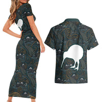 New Zealand is Calling and I Must Go Couples Matching Short Sleeve Bodycon Dress and Hawaiian Shirt Kiwi Bird Silhouette TS04 - Polynesian Pride