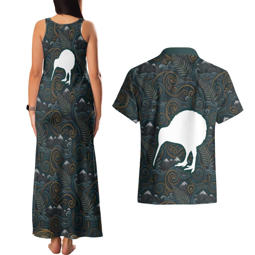 New Zealand is Calling and I Must Go Couples Matching Tank Maxi Dress and Hawaiian Shirt Kiwi Bird Silhouette TS04 - Polynesian Pride