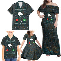 New Zealand is Calling and I Must Go Family Matching Off Shoulder Maxi Dress and Hawaiian Shirt Kiwi Bird Silhouette TS04 - Polynesian Pride