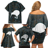 New Zealand is Calling and I Must Go Family Matching Off Shoulder Short Dress and Hawaiian Shirt Kiwi Bird Silhouette TS04 - Polynesian Pride