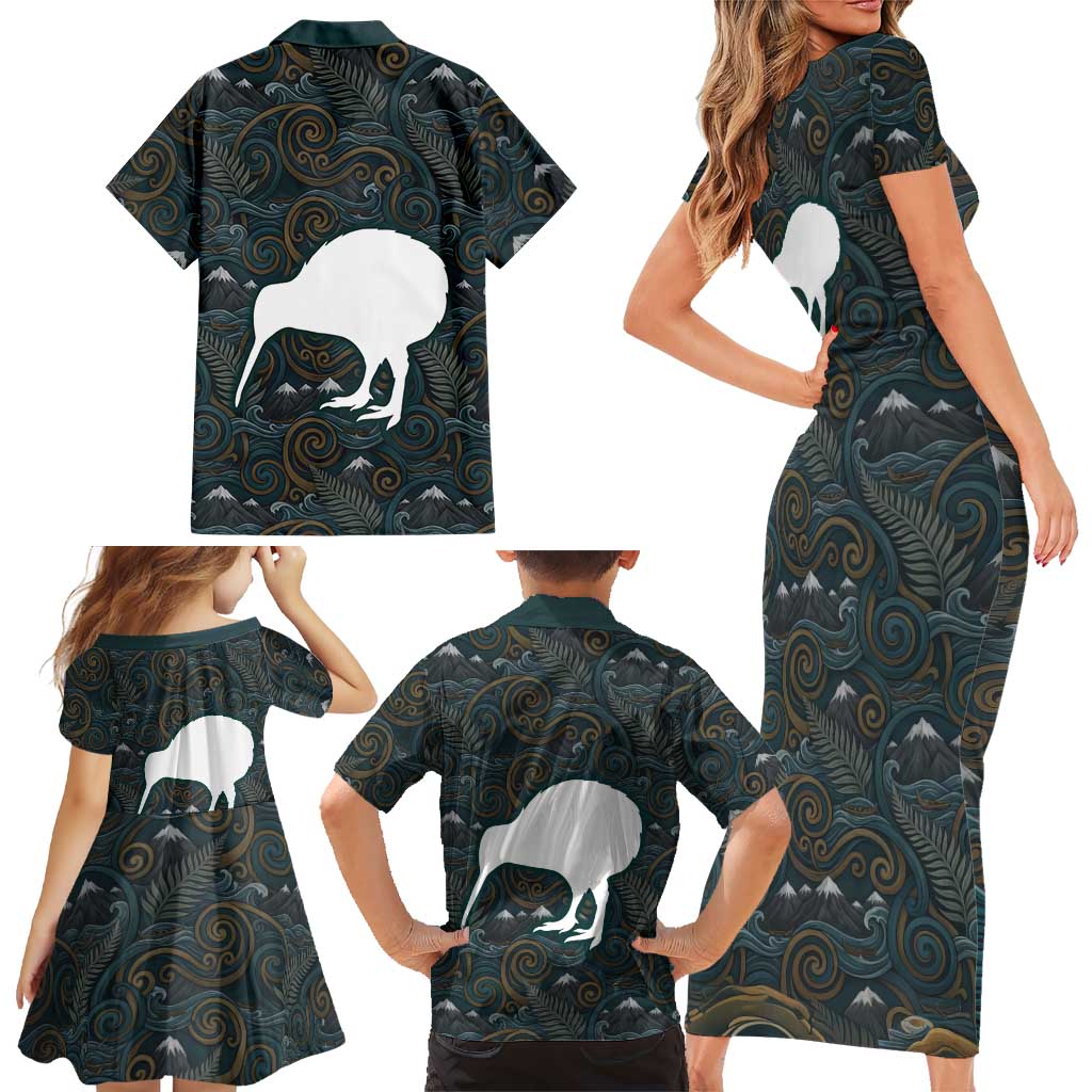 New Zealand is Calling and I Must Go Family Matching Short Sleeve Bodycon Dress and Hawaiian Shirt Kiwi Bird Silhouette TS04 - Polynesian Pride
