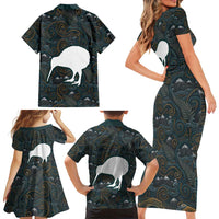 New Zealand is Calling and I Must Go Family Matching Short Sleeve Bodycon Dress and Hawaiian Shirt Kiwi Bird Silhouette TS04 - Polynesian Pride