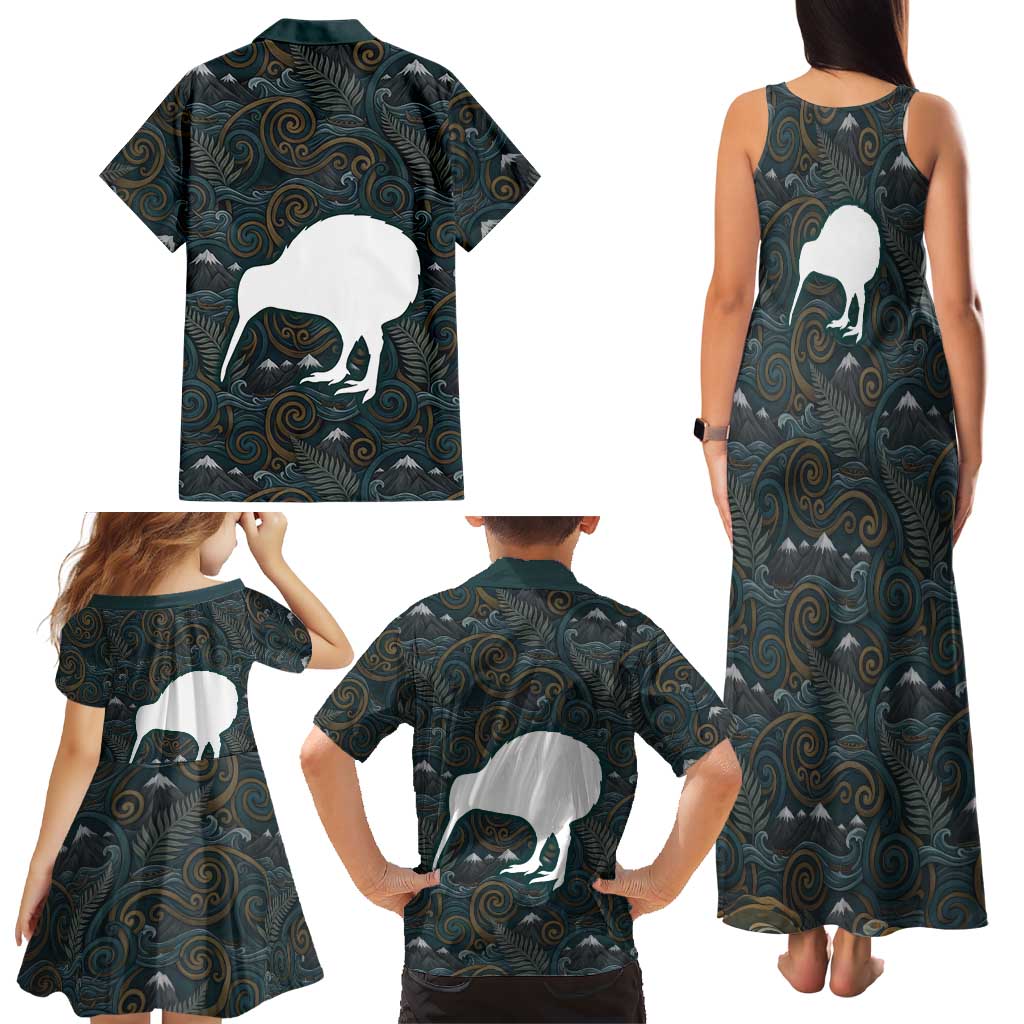 New Zealand is Calling and I Must Go Family Matching Tank Maxi Dress and Hawaiian Shirt Kiwi Bird Silhouette TS04 - Polynesian Pride