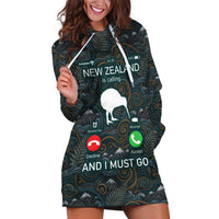 New Zealand is Calling and I Must Go Hoodie Dress Kiwi Bird Silhouette TS04 Multicolor - Polynesian Pride