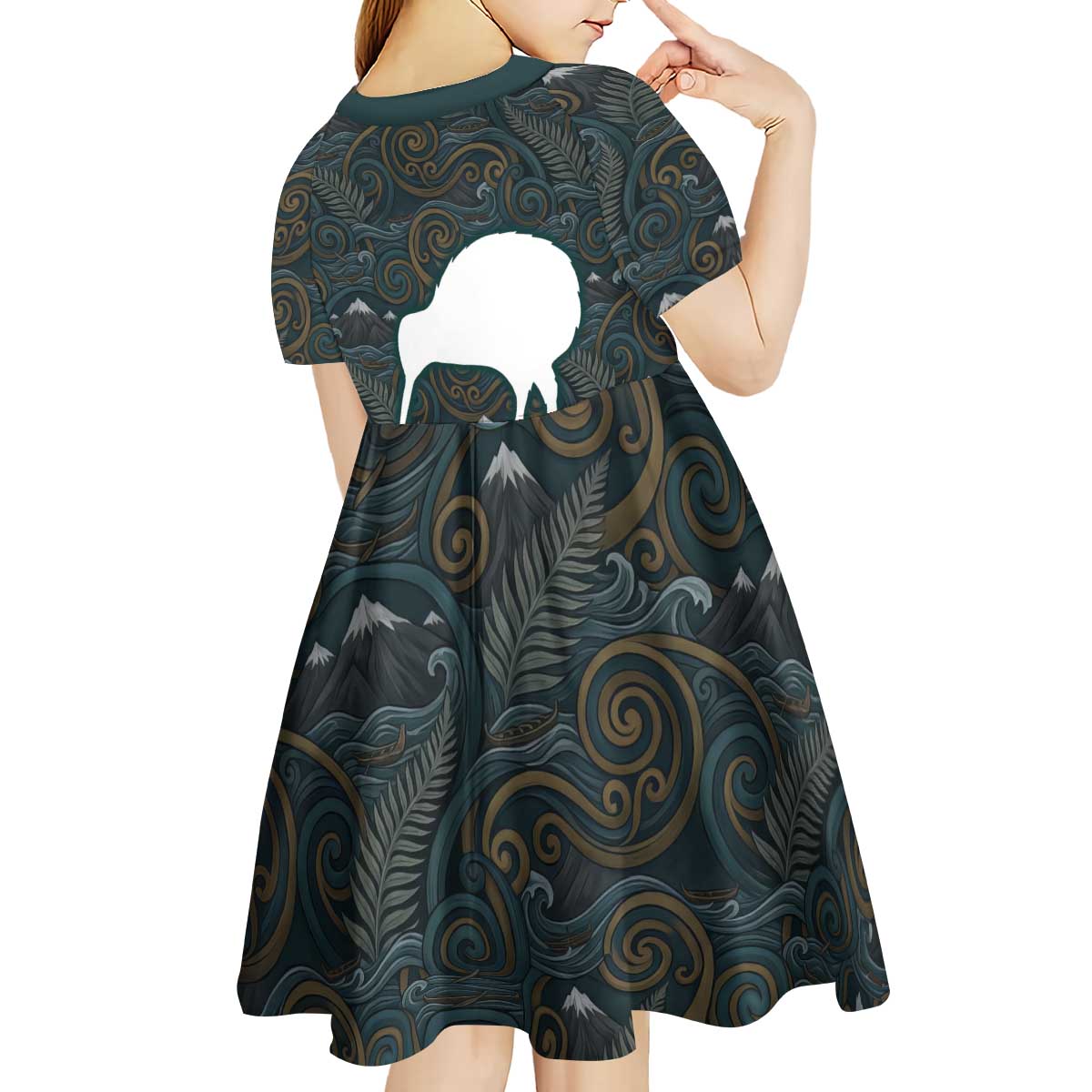 New Zealand is Calling and I Must Go Kid Short Sleeve Dress Kiwi Bird Silhouette TS04 - Polynesian Pride