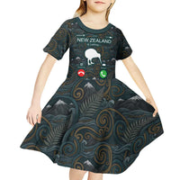 New Zealand is Calling and I Must Go Kid Short Sleeve Dress Kiwi Bird Silhouette TS04 - Polynesian Pride