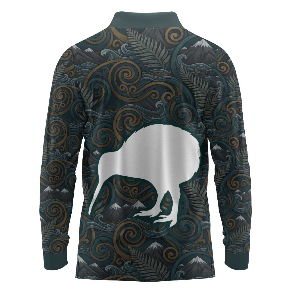 New Zealand is Calling and I Must Go Long Sleeve Polo Shirt Kiwi Bird Silhouette TS04 - Polynesian Pride