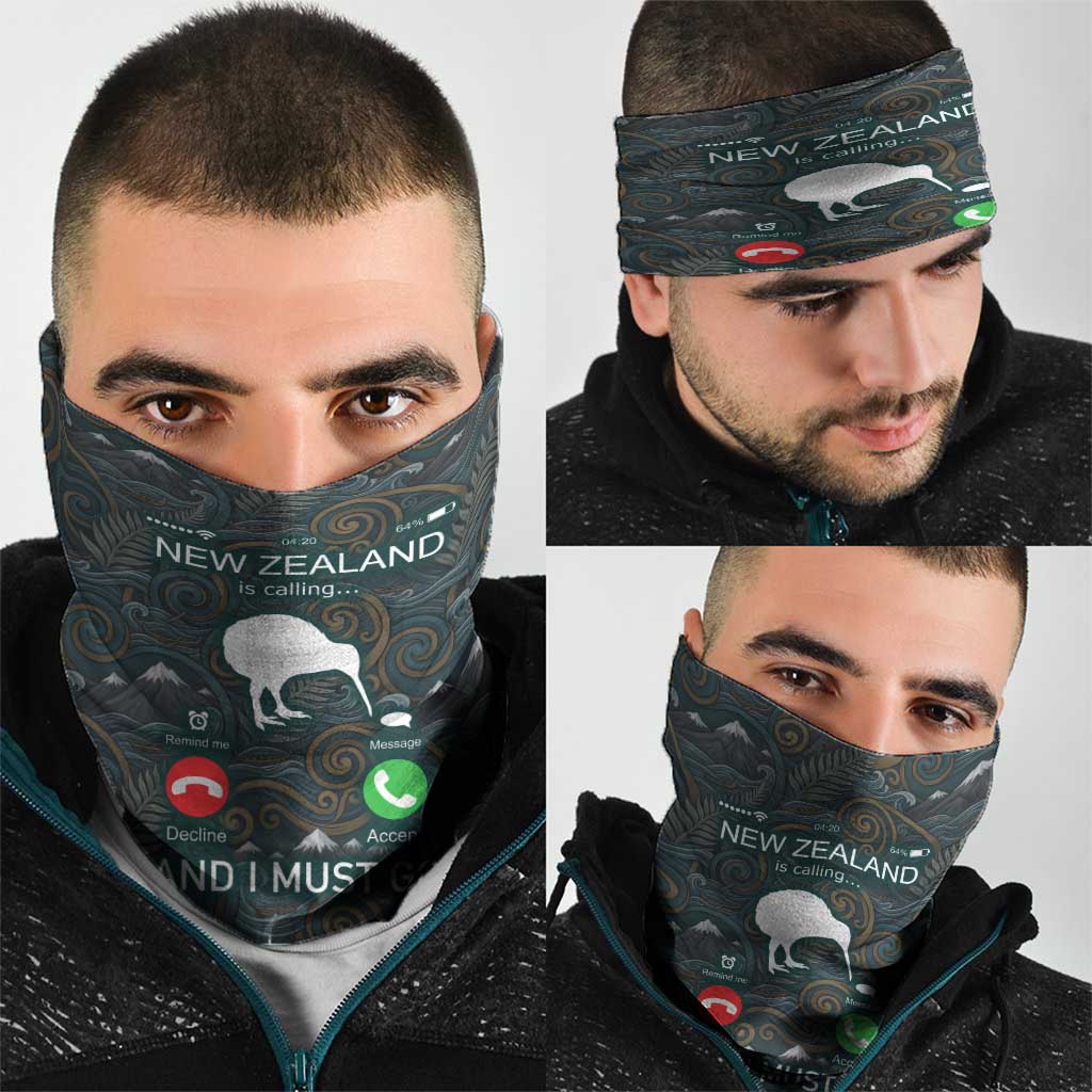 New Zealand is Calling and I Must Go Neck Gaiter Kiwi Bird Silhouette TS04 - Polynesian Pride