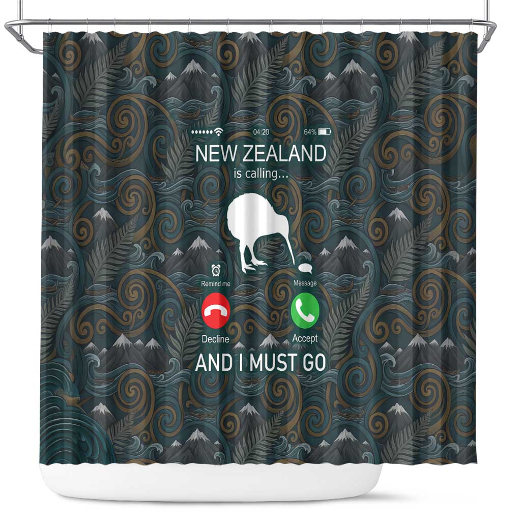 New Zealand is Calling and I Must Go Shower Curtain Kiwi Bird Silhouette TS04 Multicolor - Polynesian Pride
