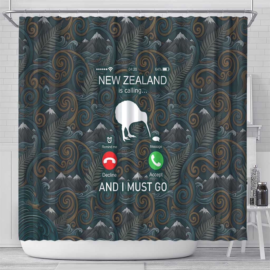 New Zealand is Calling and I Must Go Shower Curtain Kiwi Bird Silhouette TS04 - Polynesian Pride