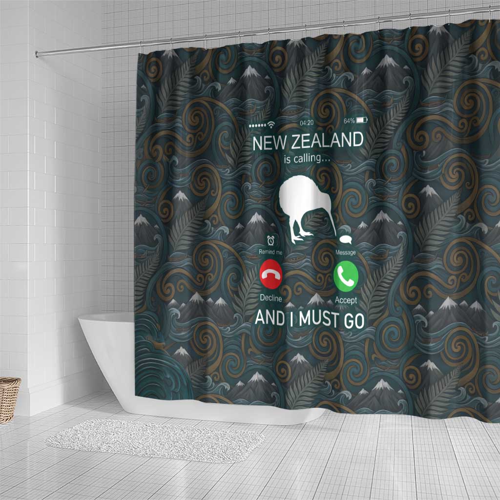 New Zealand is Calling and I Must Go Shower Curtain Kiwi Bird Silhouette TS04 - Polynesian Pride