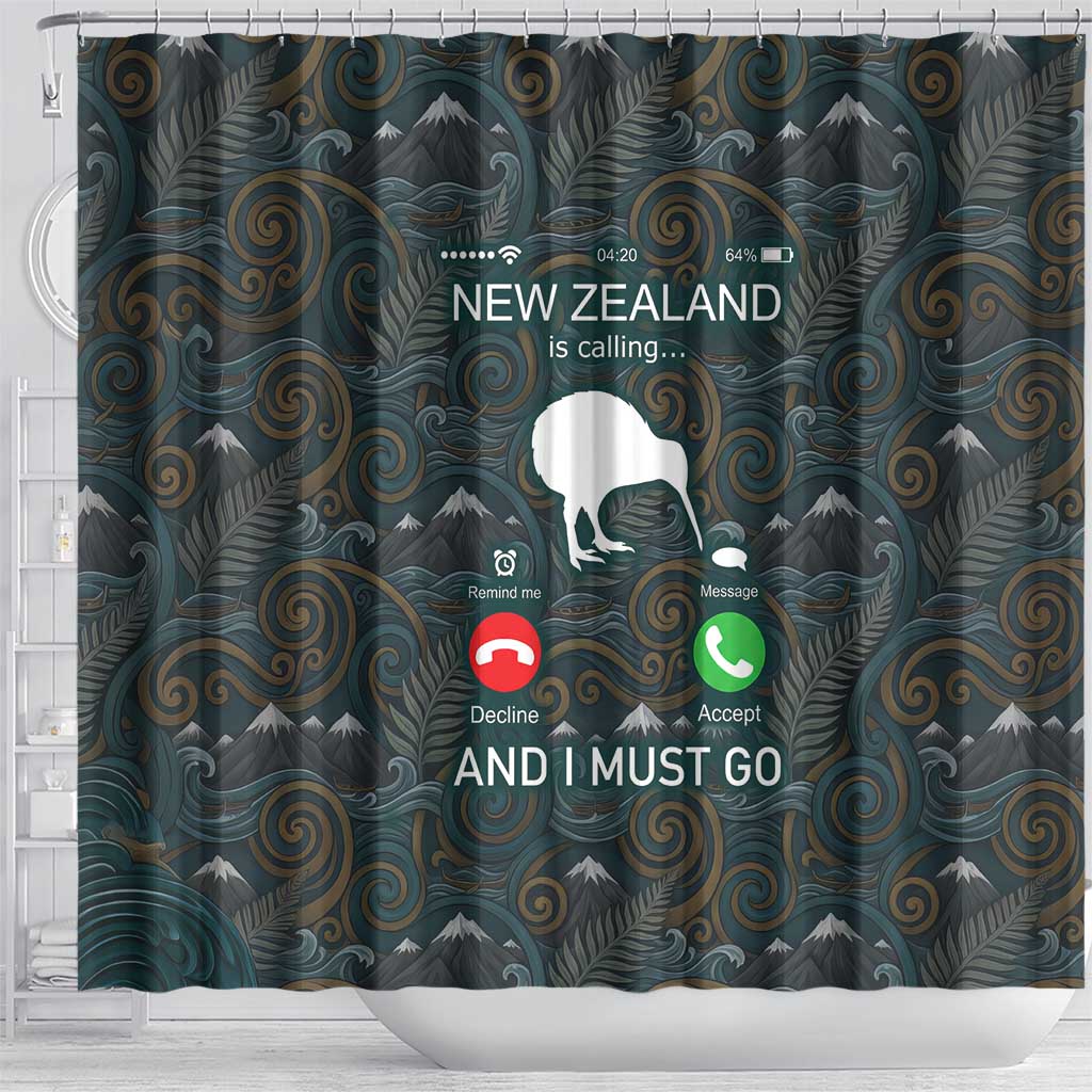 New Zealand is Calling and I Must Go Shower Curtain Kiwi Bird Silhouette TS04 - Polynesian Pride