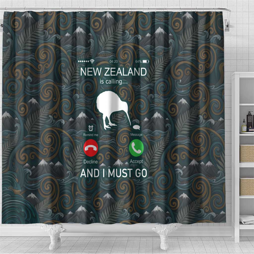 New Zealand is Calling and I Must Go Shower Curtain Kiwi Bird Silhouette TS04 - Polynesian Pride