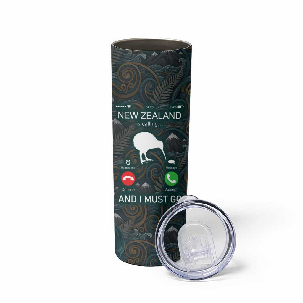 New Zealand is Calling and I Must Go Skinny Tumbler Kiwi Bird Silhouette TS04 - Polynesian Pride