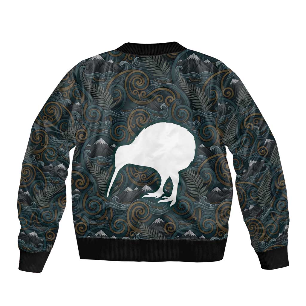 New Zealand is Calling and I Must Go Sleeve Zip Bomber Jacket Kiwi Bird Silhouette TS04 - Polynesian Pride