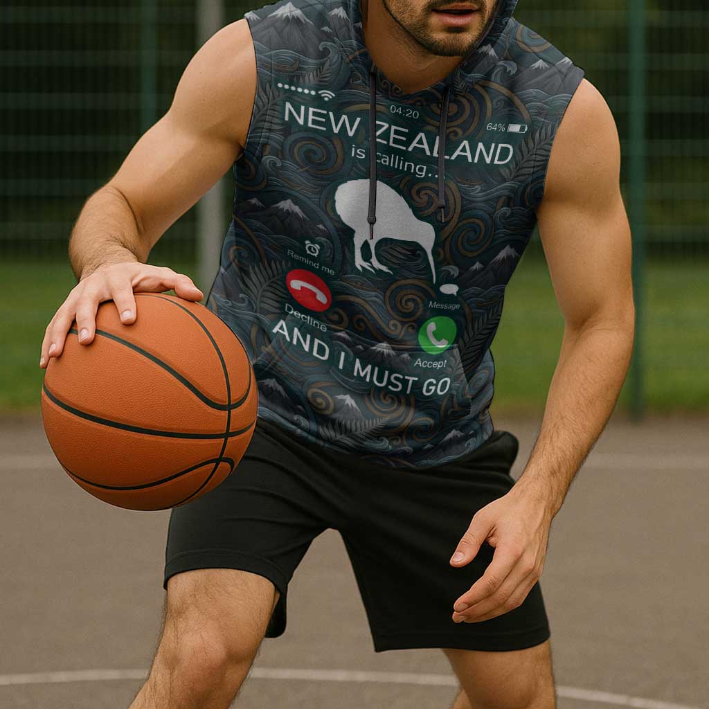 New Zealand is Calling and I Must Go Sleeveless Hoodie Kiwi Bird Silhouette TS04 - Polynesian Pride