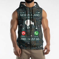 New Zealand is Calling and I Must Go Sleeveless Zip Hoodie Kiwi Bird Silhouette TS04 - Polynesian Pride