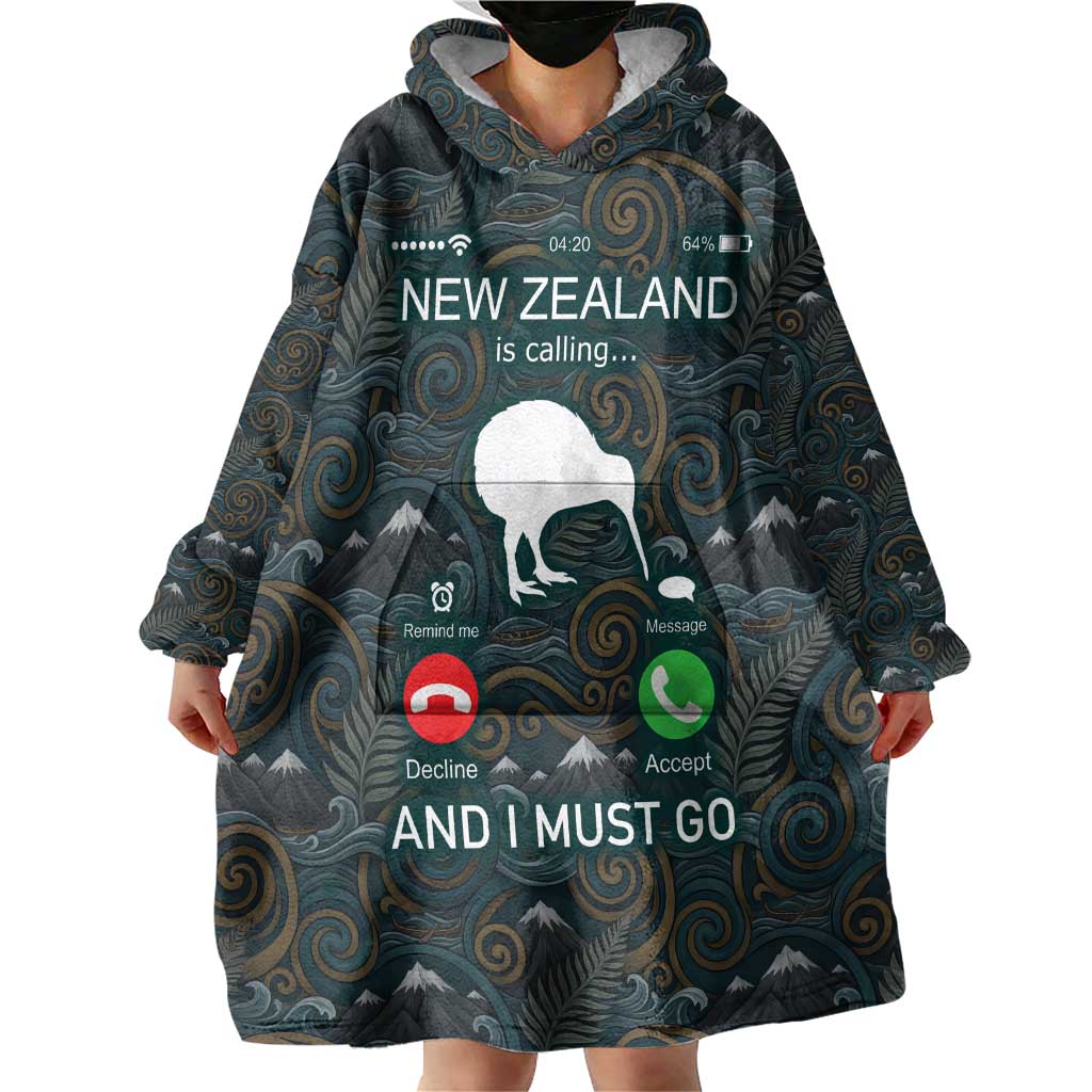 New Zealand is Calling and I Must Go Wearable Blanket Hoodie Kiwi Bird Silhouette TS04 - Polynesian Pride