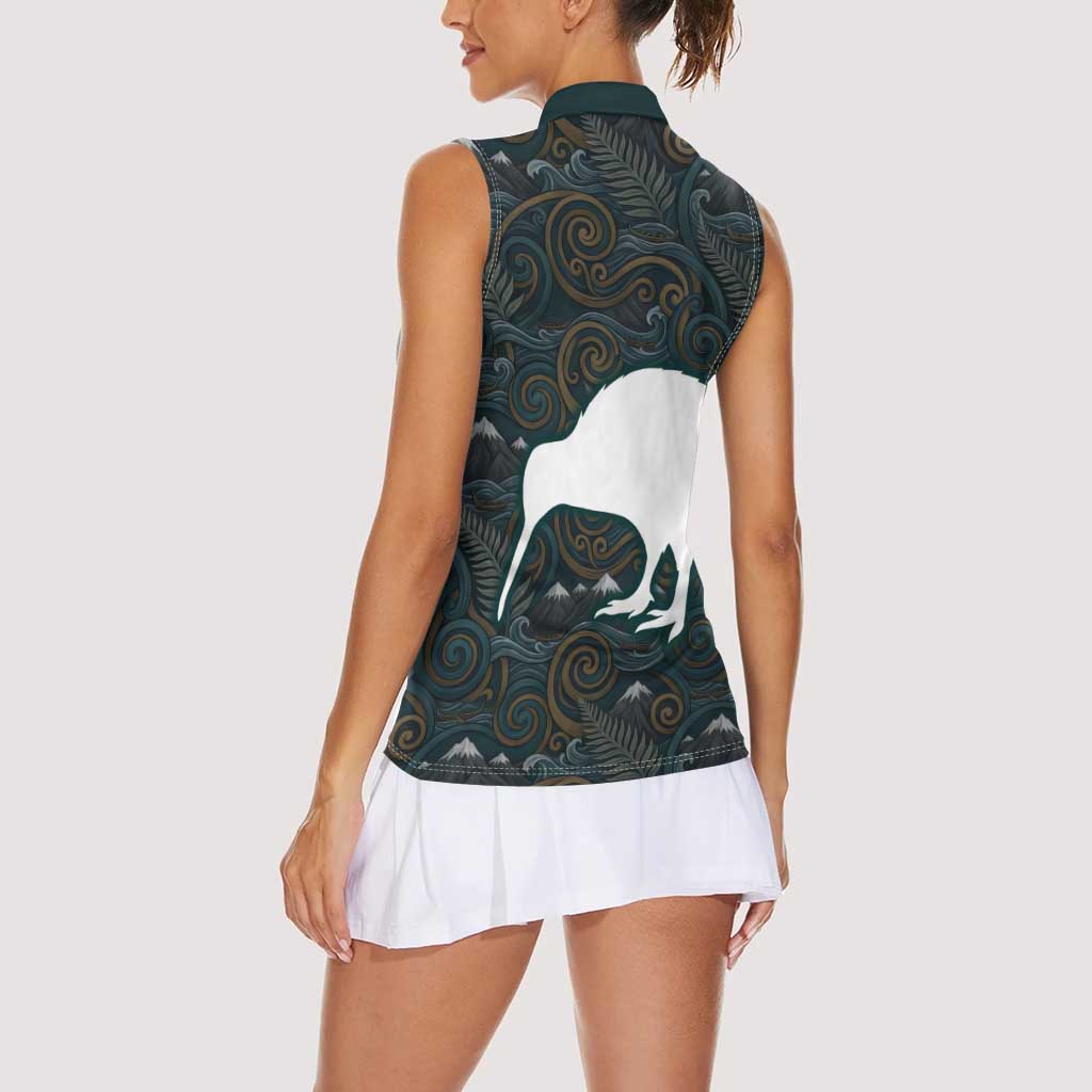 New Zealand is Calling and I Must Go Women Sleeveless Polo Shirt Kiwi Bird Silhouette TS04 - Polynesian Pride
