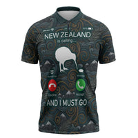 New Zealand is Calling and I Must Go Zipper Polo Shirt Kiwi Bird Silhouette TS04 Multicolor - Polynesian Pride