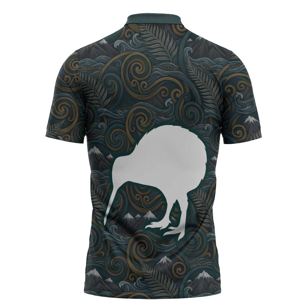 New Zealand is Calling and I Must Go Zipper Polo Shirt Kiwi Bird Silhouette TS04 - Polynesian Pride