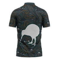 New Zealand is Calling and I Must Go Zipper Polo Shirt Kiwi Bird Silhouette TS04 - Polynesian Pride