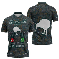 New Zealand is Calling and I Must Go Zipper Polo Shirt Kiwi Bird Silhouette TS04 - Polynesian Pride