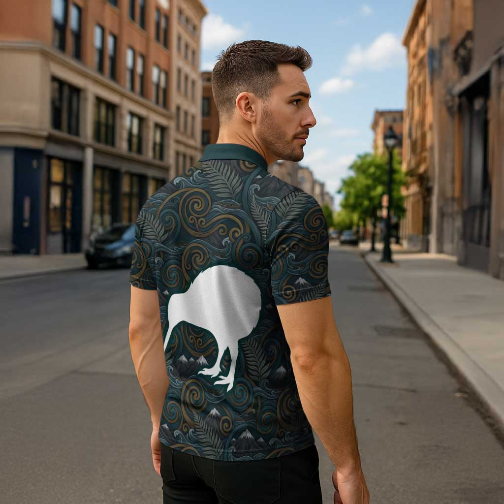 New Zealand is Calling and I Must Go Zipper Polo Shirt Kiwi Bird Silhouette TS04 - Polynesian Pride