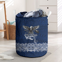 American Samoa Eagle Laundry Basket Sea Turtle Traditional Polynesian Tribal Tattoo TS04 Blue White - Polynesian Pride